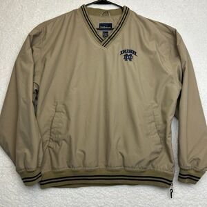 Notre Dame Fighting Irish Jacket Mens XL Pullover Windbreaker Holloway Khaki Tan